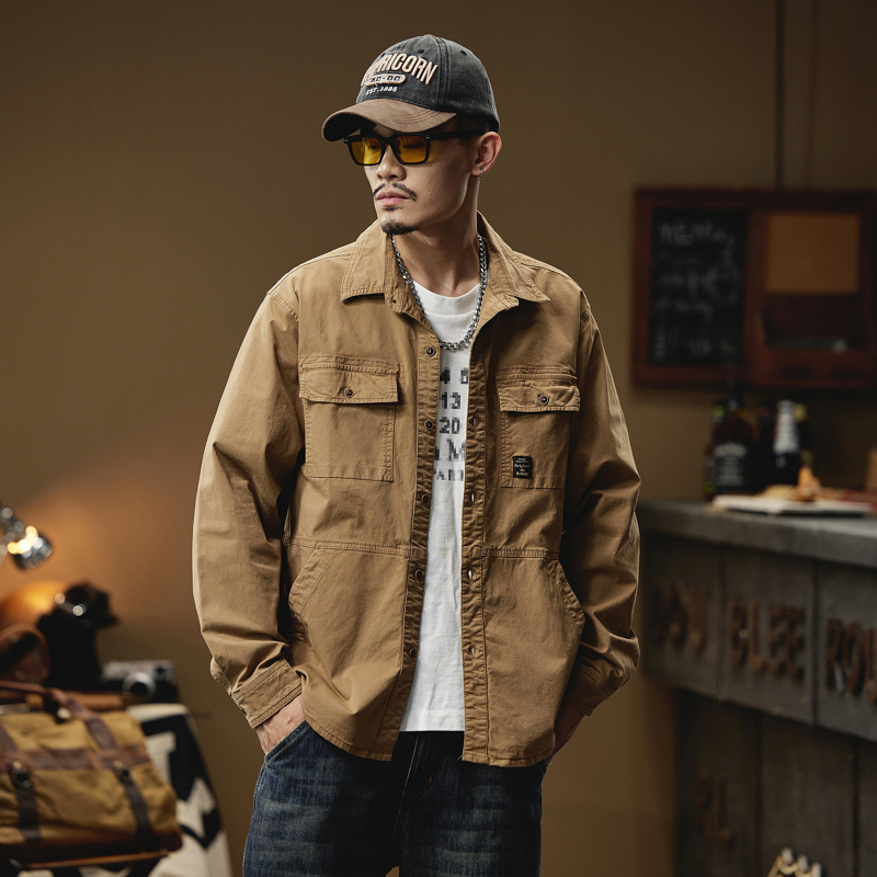 Quality Winter Clothing Brand - เสื้อคาร์โก้สำหรับเสื้อแขนยาวผู้ชายเสื้อคอตตอนลำลองเสื้อ BL829ลายทหาร camisa