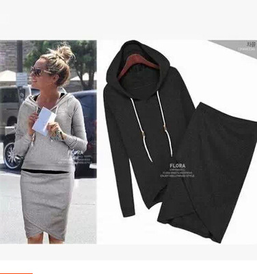 Clothing Style Winter - 2 ชิ้นผู้หญิง Stes ยุโรปสไตล์แขนยาว Hooded Top