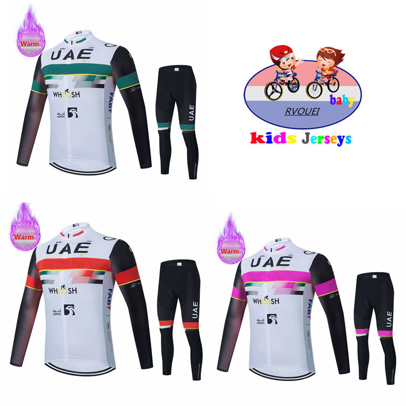 Winter Clothing Kids Sale - ชุดเสื้อเจอร์ซีย์นักปั่นแขนยาวเด็ก UAE Boy, ชุดปั่นจักรยานทีม, ผ้าฟลีซกันความร้อน, ชุดจักรยาน