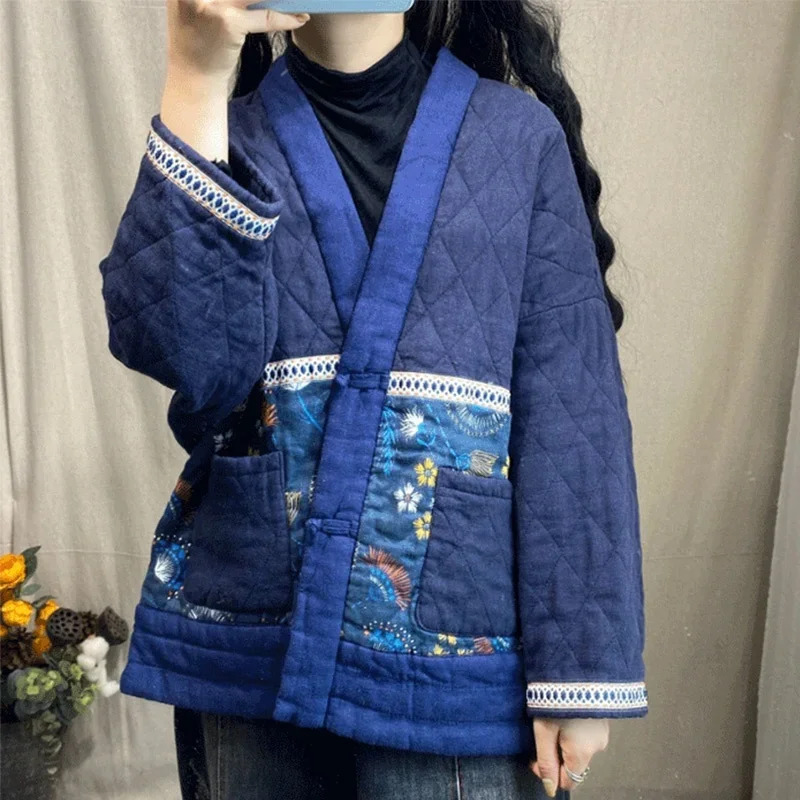 Winter Clothing Youtube - เสื้อผ้าสไตล์ผ้าฝ้ายบุนวมสำหรับผู้หญิง เสื้อโค้ทฤดูหนาว ชุดถังสไตล์วินเทจ หนา อุ่น ฮันฟู