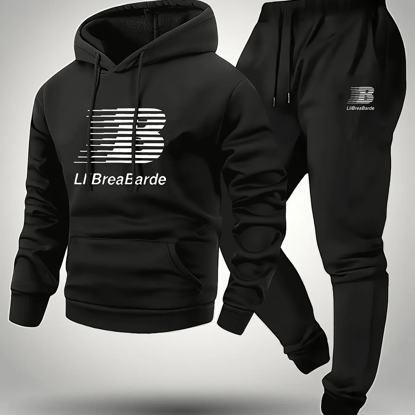 Winter Clothing Hoodie - ฤดูใบไม้ร่วงฤดูหนาวผู้ชายชุดลำลองที่อบอุ่นเสื้อสเวตเตอร์มีฮู้ดพิมพ์ลาย + กางเกงขายาว 2 ชิ้นชุดชุดกีฬาที่สวมใส่สบาย