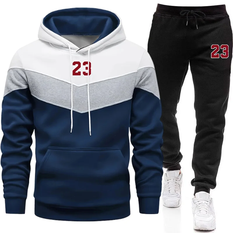 Winter Clothing Hoodie - ชุดวอร์มใหม่สำหรับผู้ชาย เสื้อฮู้ดลำลองสำหรับฤดูใบไม้ร่วงและฤดูหนาว ชุดออกกำลังกายคุณภาพดี เสื้อฮู้ดและกางเกงแบบมิกซ์แอนด์แมทช์