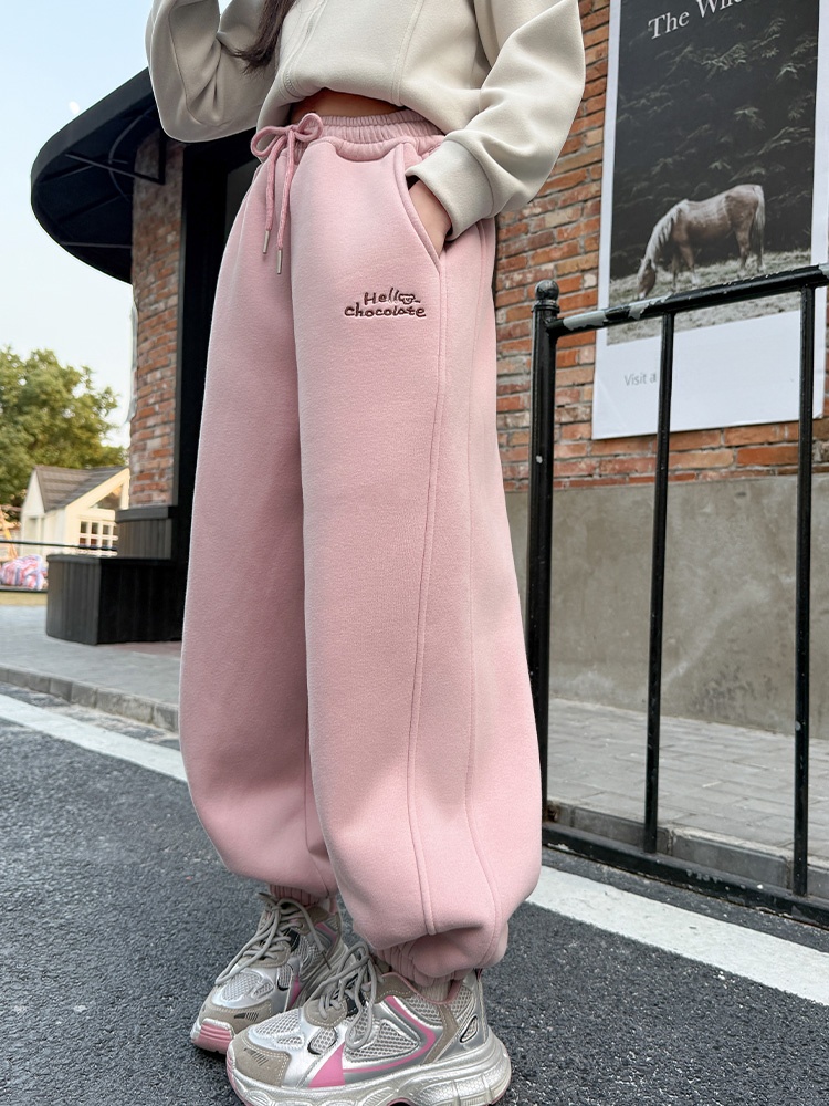 Winter Under Clothing - กางเกงขายาวเด็กผู้หญิงบุขนแกะ ทรงขากว้าง สไตล์ลำลอง แฟชั่นฤดูใบไม้ร่วง ฤดูหนาว เสื้อผ้าเด็ก