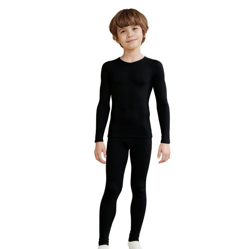 Winter Clothing Boys - ชุดกีฬาฤดูหนาวสำหรับเด็ก ชุดชั้นในกันหนาวแห้งเร็ว ชุดกีฬาบีบอัดสำหรับเด็กผู้ชาย ชุดกีฬาบาสเก็ตบอล ฟุตบอล ชุดรัดรูป