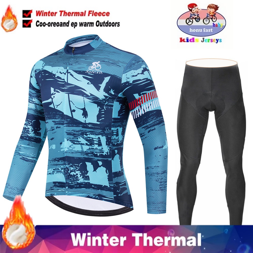 Winter Clothing Kids Sale - ชุดเสื้อผ้าปั่นจักรยานเด็ก Grafflti Salexo สำหรับฤดูหนาว ผ้าฟลีซกันหนาว ชุดปั่นจักรยานเสือภูเขาสำหรับเด็กผู้ชาย
