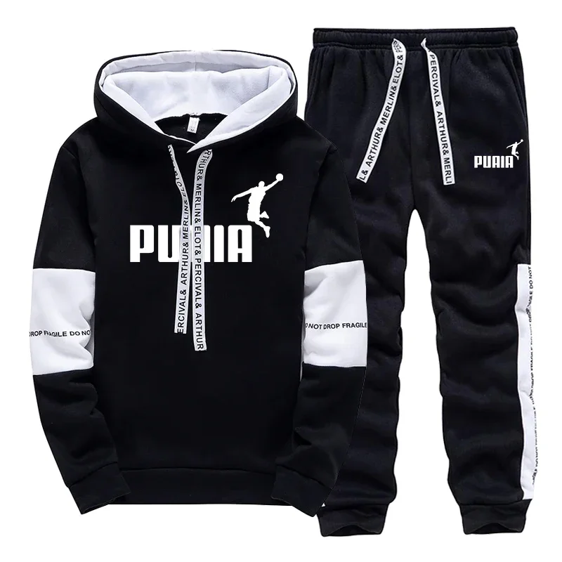 Winter Clothing Hoodie - ชุดวอร์มผู้ชายขายดี พิมพ์ลายลำลอง เสื้อสเวตเชิ้ต กางเกงฮู้ดดี้ ชุดออกกำลังกายกลางแจ้ง ชุดกีฬา