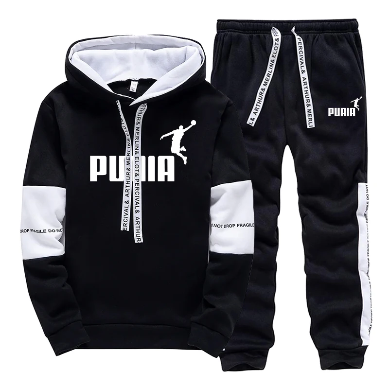 Winter Clothing Hoodie - ชุดวอร์มขายดีสำหรับผู้ชาย เสื้อฮู้ดลำลองสำหรับกีฬาและวิ่งจ๊อกกิ้ง เสื้อผ้าผู้ชายสีดำขาวคลาสสิก เสื้อฮู้ดเดี่ยวพร้อมกางเกง