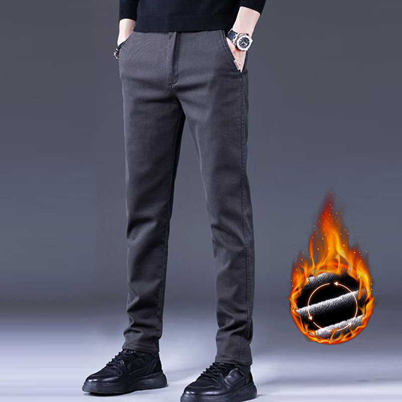 Quality Winter Clothing Brand - กางเกงขายาวผู้ชายผ้ากำมะหยี่เนื้อนุ่ม สไตล์ลำลองธุรกิจ สำหรับฤดูหนาว แฟชั่นใหม่ ทรงเข้ารูป คลาสสิก
