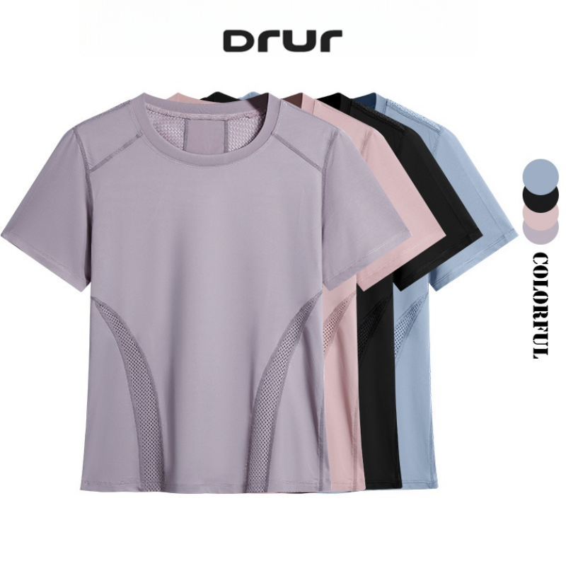 Winter Clothing Stores - DRUR ฤดูร้อนน้ําหนักเบาวิ่ง T เสื้อผู้หญิงด่วนแห้งออกกําลังกาย TOP Breathable