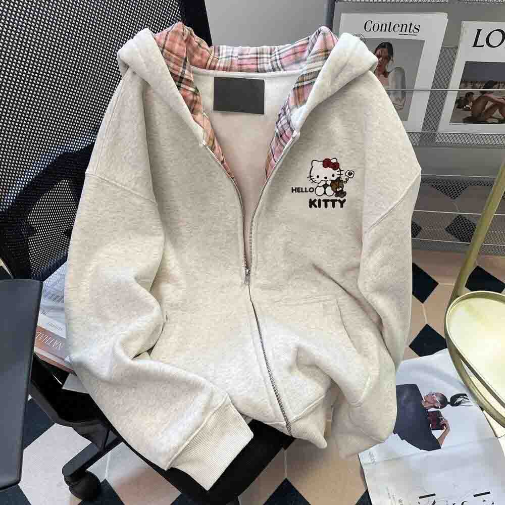 Winter Clothing Stores - เสื้อสเวตเตอร์มีฮู้ดผู้หญิงลายเฮลโล คิตตี้ ลายการ์ตูนน่ารัก สำหรับนักเรียน ฤดูใบไม้ร่วง แขนยาว