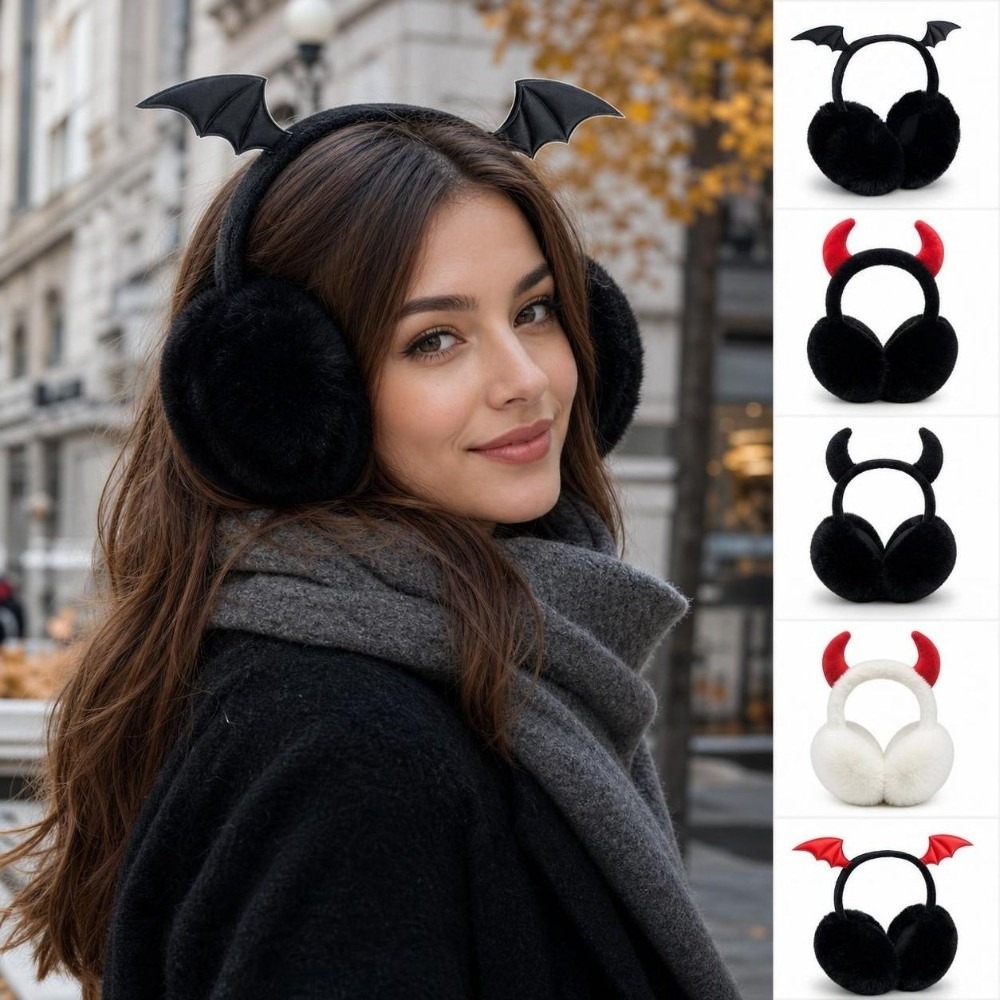 Ear Muff Foldable - ที่ปิดหูแบบพับได้สไตล์กอธิค ปีกค้างคาว แตรปีศาจ ขนเฟอร์เทียม ที่ปิดหูกันหนาว ซับในกันความร้อน