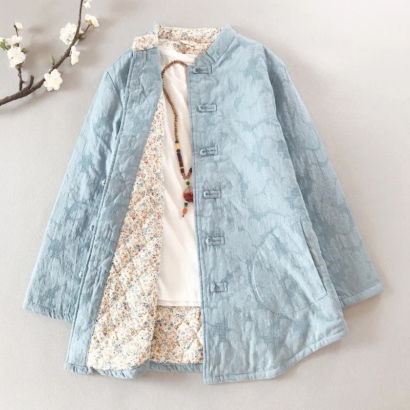 Winter Clothing Youtube - เสื้อผ้าผู้หญิงฤดูใบไม้ร่วงและฤดูหนาว เสื้อคลุมสไตล์เรโทร ผ้าฝ้ายลินิน เสื้อผ้าสไตล์จีน เสื้อแจ็คเก็ตผู้หญิง ชุดถังสูท