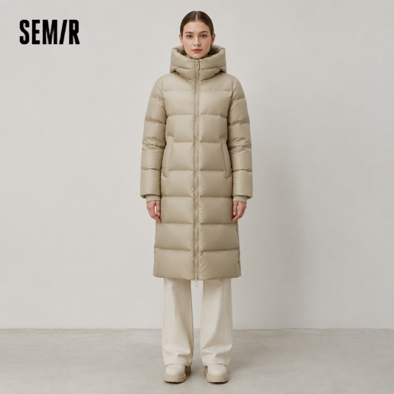 Winter Clothing Hoodie - เสื้อแจ็คเก็ตขนเป็ด Semir สำหรับผู้หญิง แบบยาว มีฮู้ด ทรงหลวม