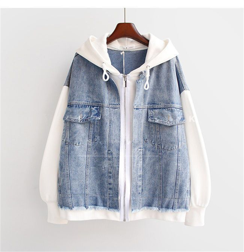 Winter Clothing Pinterest - ปลอมสองแจ็คเก็ตยีนส์สําหรับผู้หญิงในฤดูใบไม้ผลิและฤดูใบไม้ร่วงหลวมพอดีและลดน้ําหนักเสื้อเบสบอลคลุมด้วยผ้าคาร์ดิแกนสลิมสไตล์ใหม่