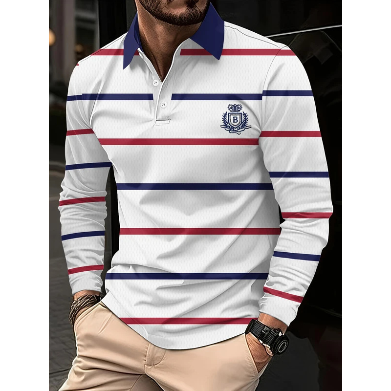 Quality Winter Clothing Brand - เสื้อโปโลผู้ชายผ้าฝ้ายคุณภาพสูงสำหรับฤดูใบไม้ร่วงและฤดูหนาว เสื้อโปโลลายทางและสีพื้นสไตล์ลำลองสำหรับธุรกิจ เสื้อผ้าผู้ชาย