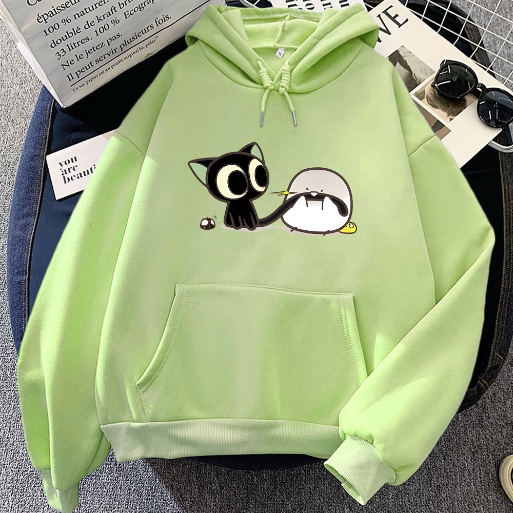 Winter Clothing Yellowknife - Luo Xiao Hei แมวอะนิเมะพิมพ์ Hoodies LuoXiaoHei