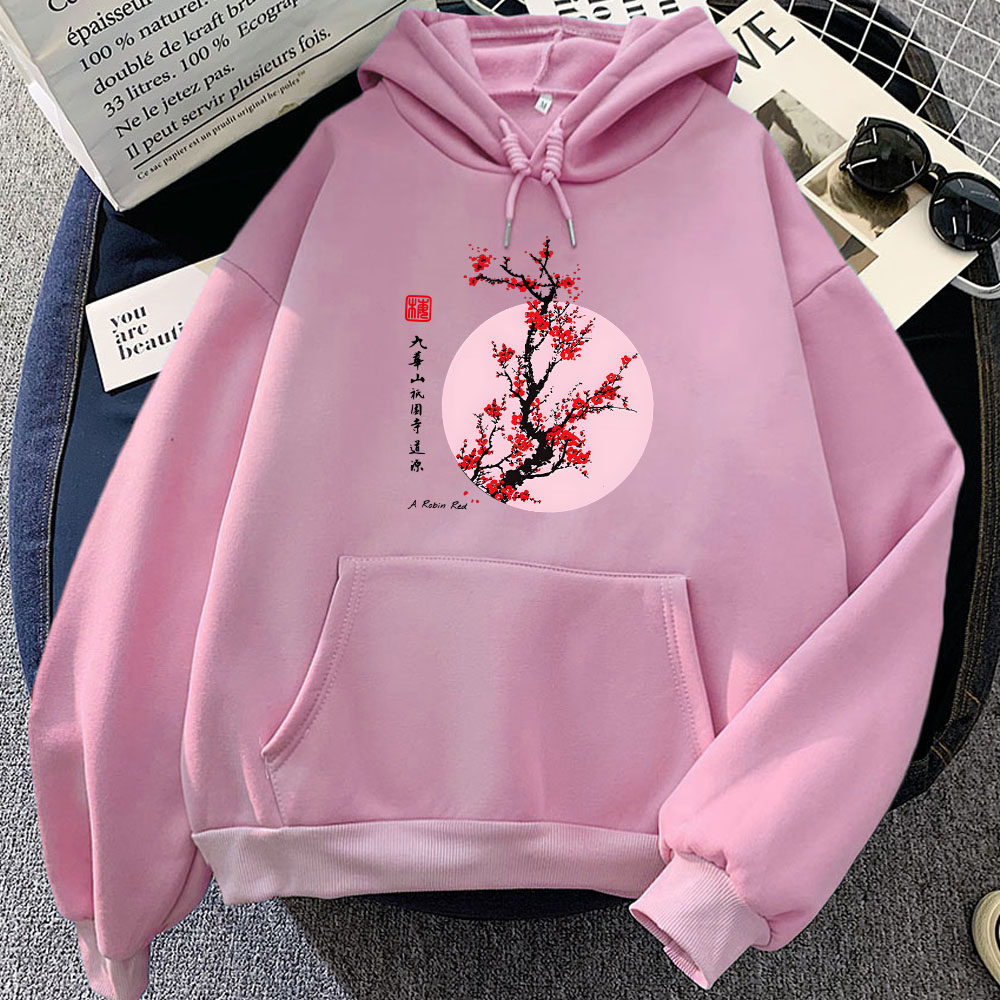 Winter Clothing Yellowknife - เสื้อมีฮู้ดลายซากุระลายดอกญี่ปุ่นเสื้อสวมหัวมีฮู้ดผ้าฟลีซลำลองฤดูหนาวสำหรับผู้หญิง/ผู้ชายเสื้อผ้าลายดอกไม้กราฟิก