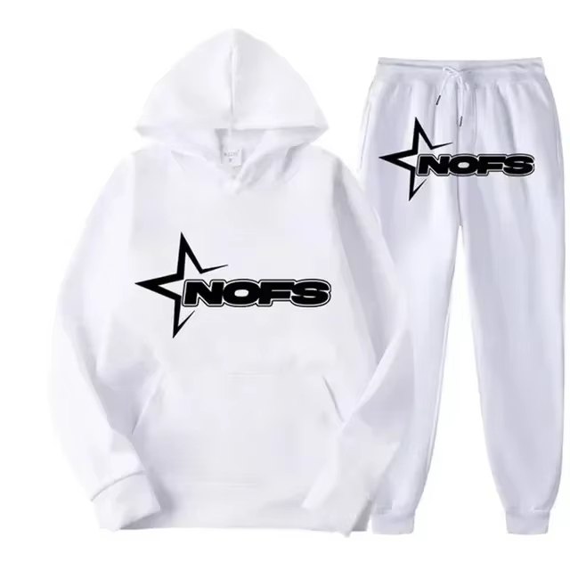 Winter Clothing Hoodie - ชุดสตรีทแวร์ผู้ชายปี 2026 เสื้อฮู้ดแขนยาวพิมพ์ลายตัวอักษร NOFS พร้อมกางเกงจ็อกเกอร์ ชุดกีฬา