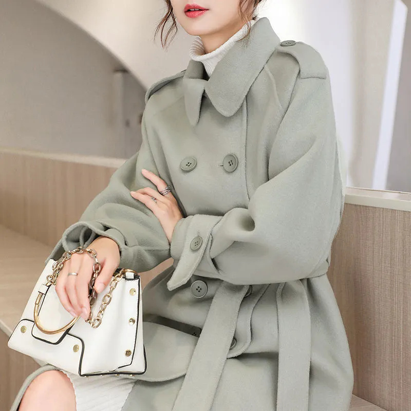 Winter Clothing Youtube - เสื้อโค้ทขนสัตว์สำหรับผู้หญิง ความยาวปานกลาง สำหรับฤดูใบไม้ผลิ ฤดูใบไม้ร่วง ฤดูหนาว รุ่นใหม่
