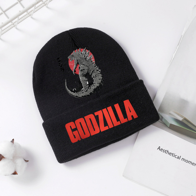 Winter Clothing Boys - Godzilla ถักหมวกฤดูหนาวฤดูใบไม้ผลิ Cool Men เด็กหมวกอะนิเมะพิมพ์ Brimless