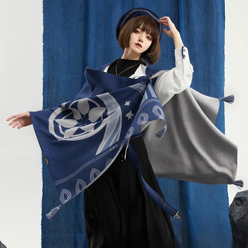 Winter Clothing Game - ชุดคอสเพลย์เกม Genshin Impact ชุดคลุมผ้าพันคอ Wanderer สำหรับฤดูหนาว