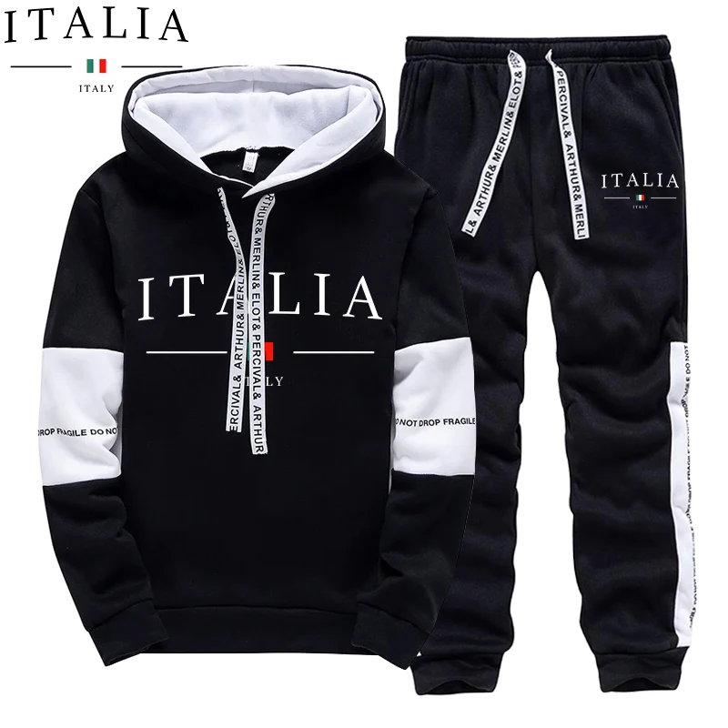 Winter Clothing Hoodie - ฤดูใบไม้ร่วงฤดูหนาวชุดวอร์มผู้ชายเสื้อสเวตเตอร์มีฮู้ดลำลองกีฬากลางแจ้งเสื้อผ้าวิ่งจ๊อกกิ้งคลาสสิกสีดำสีขาวเสื้อมีฮู้ดแบบมีฮู้ดเดี่ยว