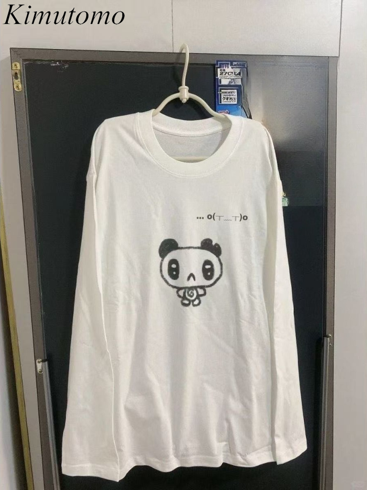 Winter Clothing Aesthetic - คิมูโตโมเสื้อยืดผู้หญิงการ์ตูนพิมพ์แขนยาวหลวมแฟชั่น Y2k ความงามฮาราจูกุเสื้อฤดูใบไม้ร่วงฤดูหนาวแฟชั่นสุภาพสตรี