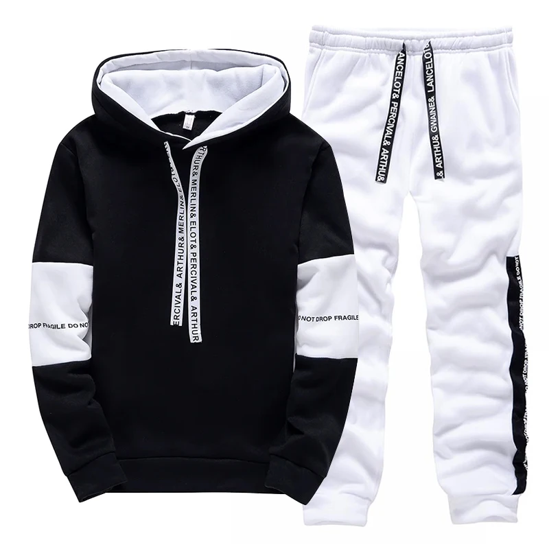 ชุดวอร์มผู้ชายสีขาวดำ แฟชั่นลำ - Winter Clothing Hoodie บทวิจารณ์และราคา