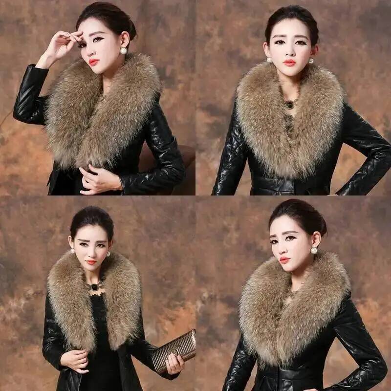 ปกขนแรคคูนธรรมชาติผ้าพันคอขนเฟ - Winter Clothing Stores บทวิจารณ์และราคา
