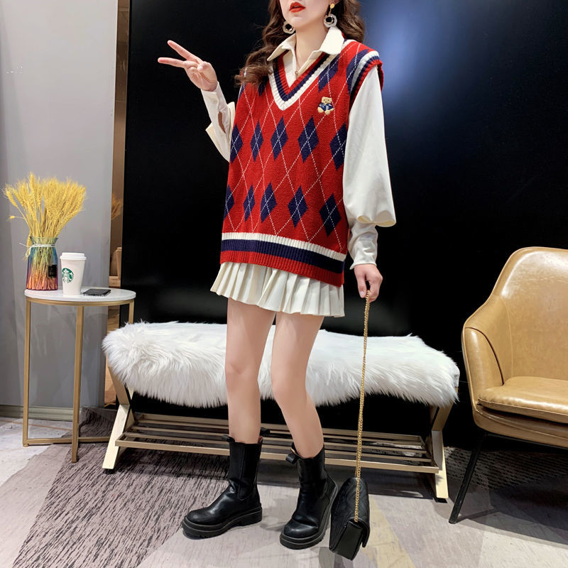 เสื้อกั๊กถักสีแดงสำหรับผู้หญิง - Winter Clothing Aesthetic บทวิจารณ์และราคา