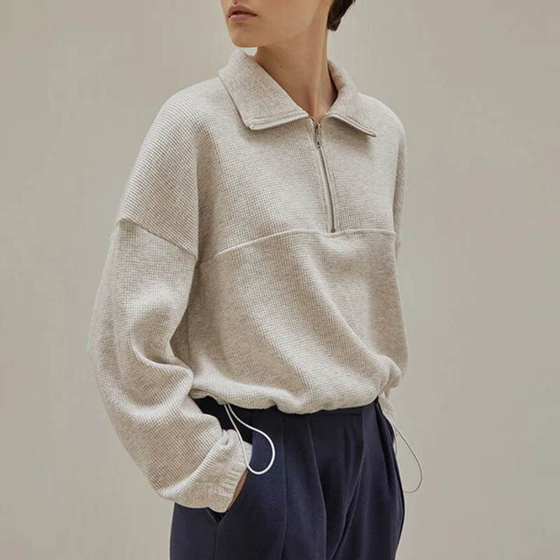 วาฟเฟิลผ้าฝ้าย Zip Up Hoodies  - Winter Clothing Aesthetic บทวิจารณ์และราคา