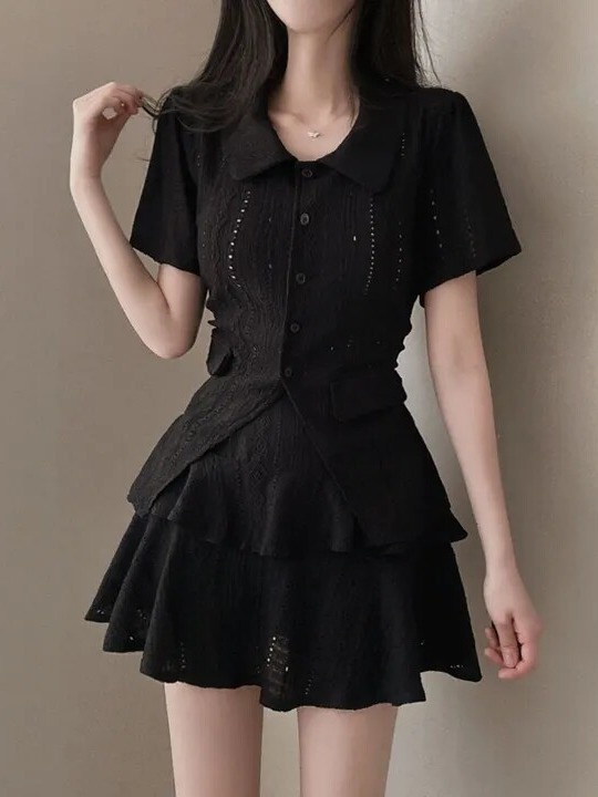 เสื้อลูกไม้สีขาวหรูหราและกระโป - Winter Clothing Korean บทวิจารณ์และราคา