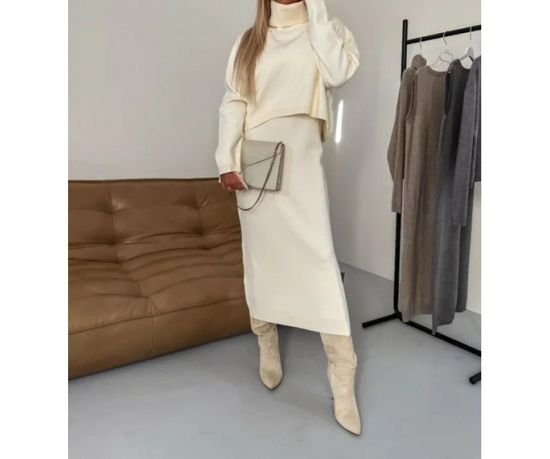ชุดเซ็ตสองชิ้น เสื้อไหมพรมถักส - Clothing Style Winter บทวิจารณ์และราคา