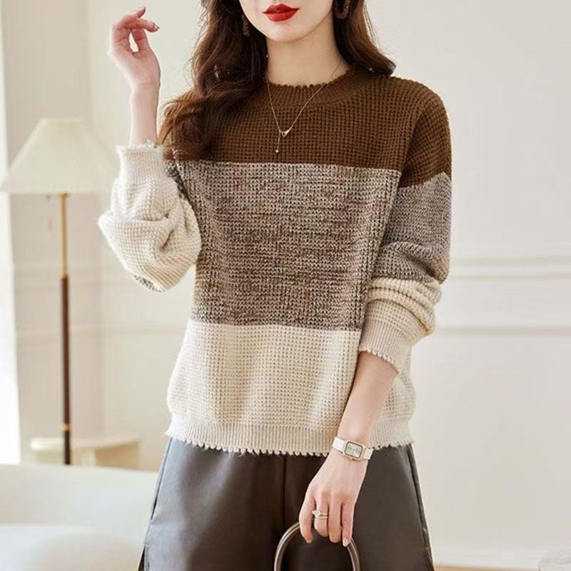 เสื้อสวมหัวคอกลมแขนยาวสีแบบบล็ - Winter Clothing Korean บทวิจารณ์และราคา