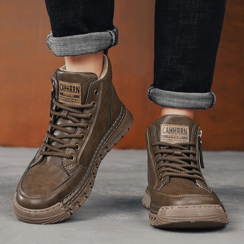 รองเท้าบูทหุ้มข้อหนังผู้ชาย รอ - Winter Clothing Material บทวิจารณ์และราคา