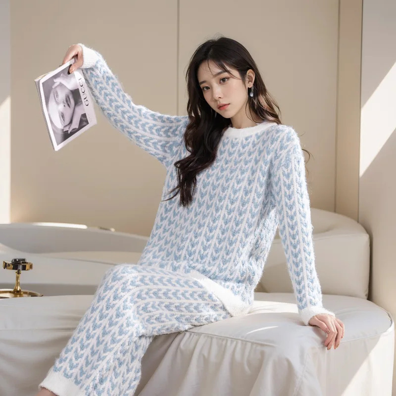 ชุดนอนผ้าฝ้ายแขนยาวคอปกสีน้ำเง - Winter Clothing Youtube บทวิจารณ์และราคา